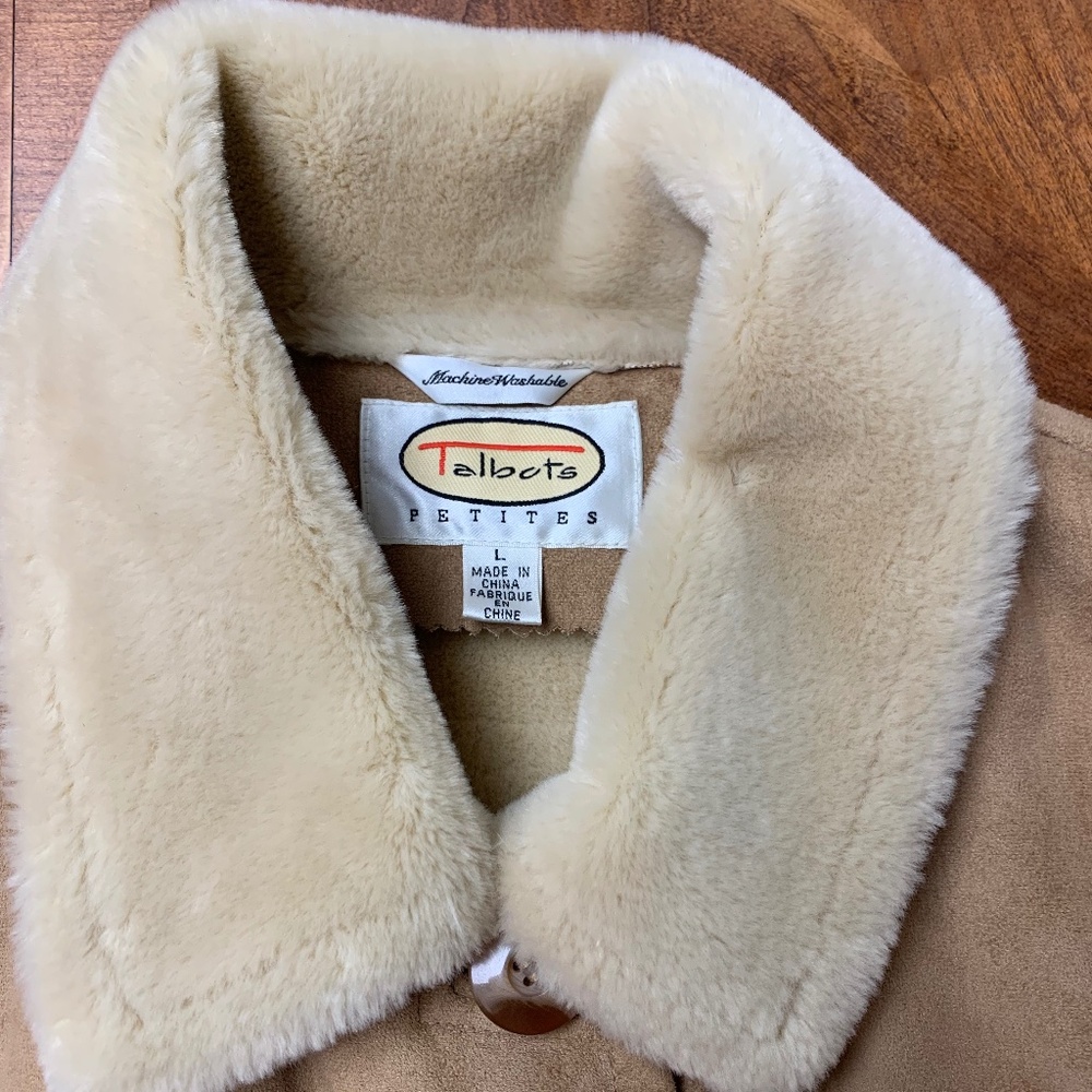 Talbots Faux Shearling Lined Full Length Coat with Buttons Petite L